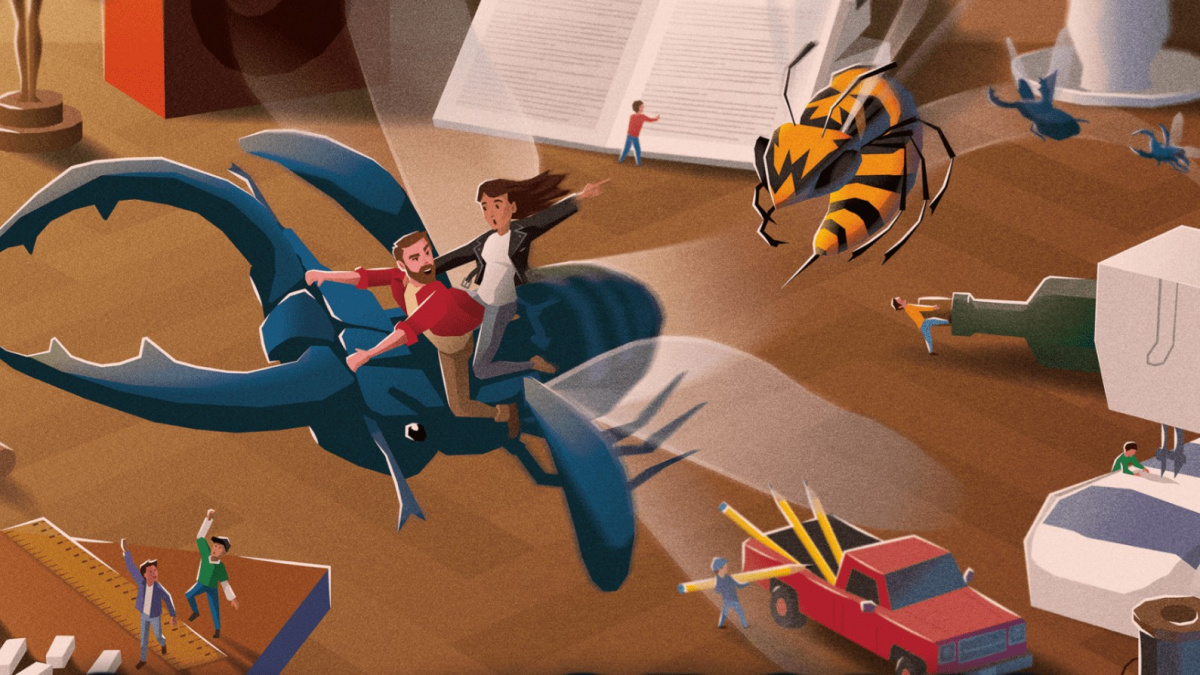 V české draftovací karetní hře Shrinkopolis lidstvo vyřešilo globální problémy svým zmenšením