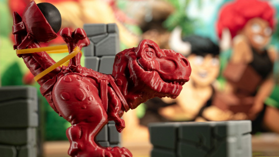 Svrhněte soupeřovy hradby pomocí dinosauřích katapultů ve svižné taškařici Jurassic Feud