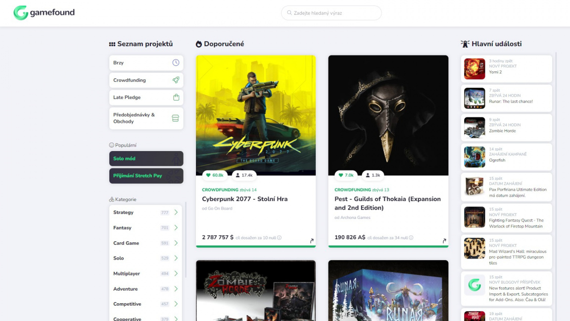 Crowdfundingová platforma Gamefound se naučila česky