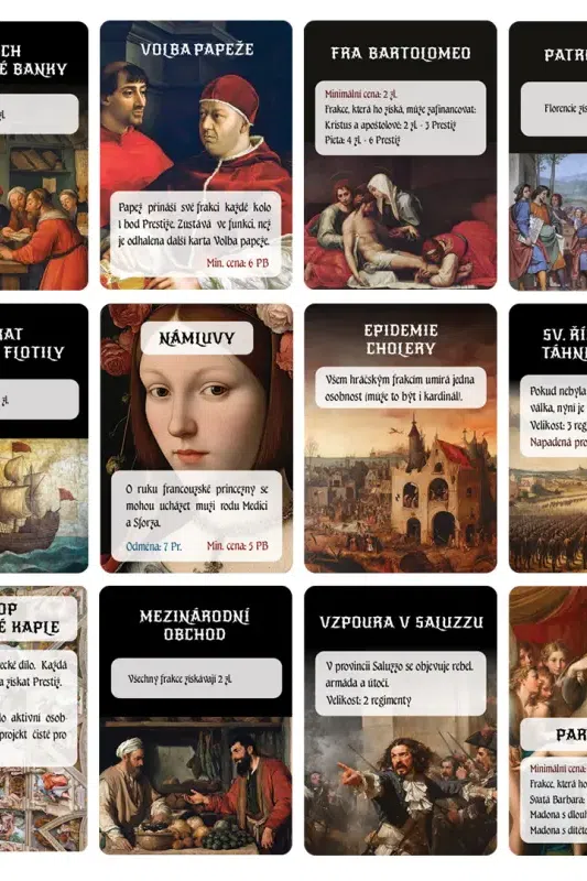Série českých dějepisných deskovek přechází z pravěku do Italských válek 1494 – 1559
