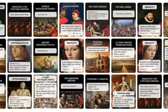 Série českých dějepisných deskovek přechází z pravěku do Italských válek 1494 – 1559